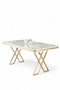 Hanah Home Mesa de Comedor Vals Mármol Blanco y Dorado